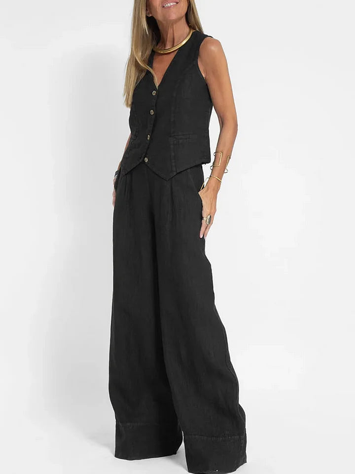 Women's Linen Vest - Tailored Fit, Lightweight & Versatile - Vestify Black