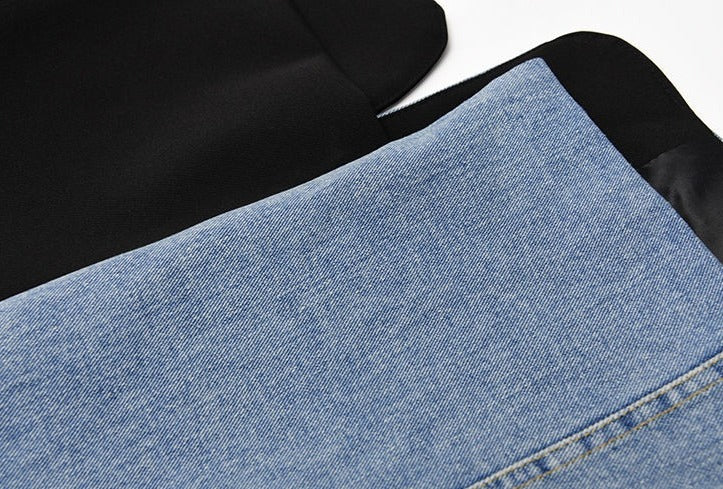 Women's Patchwork Denim Jacket - Smart Casual Hybrid, Structured Fit - DenimEdge