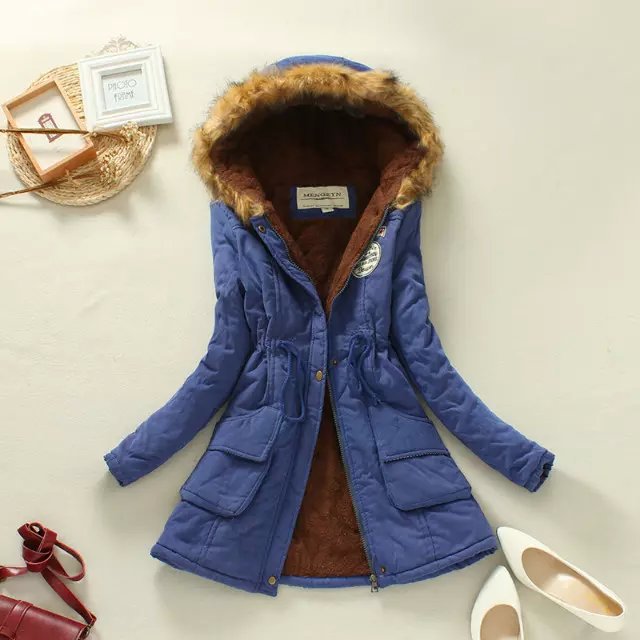 Women's Tailored Parka Coat Sherpa Lined - UrbanChic Blue