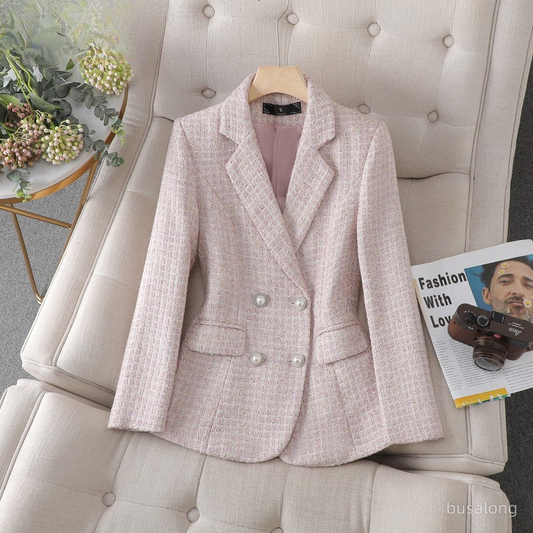 Women's Tailored Checkered Blazer - CityChic Pink