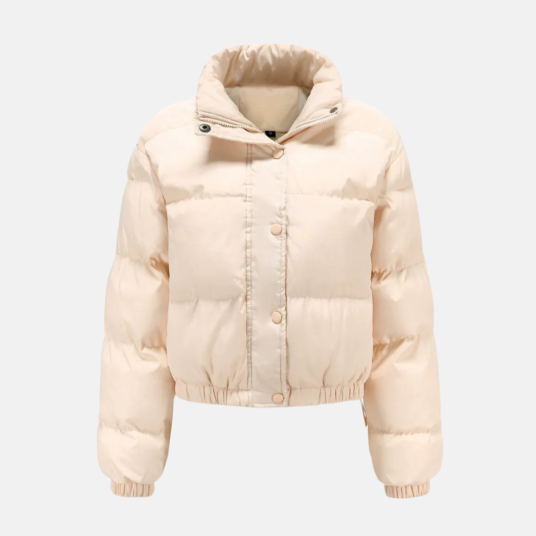 Women's Oversized Cropped Puffer Jacket - UrbanChic White