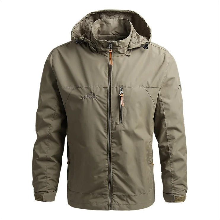 Men's Waterproof Hooded Windbreaker Jacket - StormShield Brown