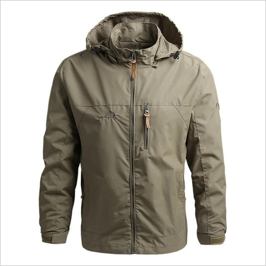 Men's Waterproof Hooded Windbreaker Jacket - StormShield Brown