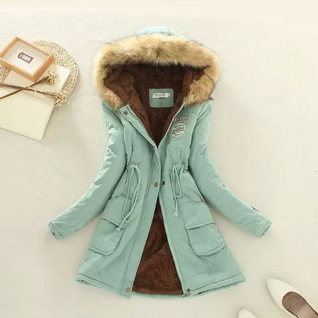 Women's Tailored Parka Coat Sherpa Lined - UrbanChic Bean Green