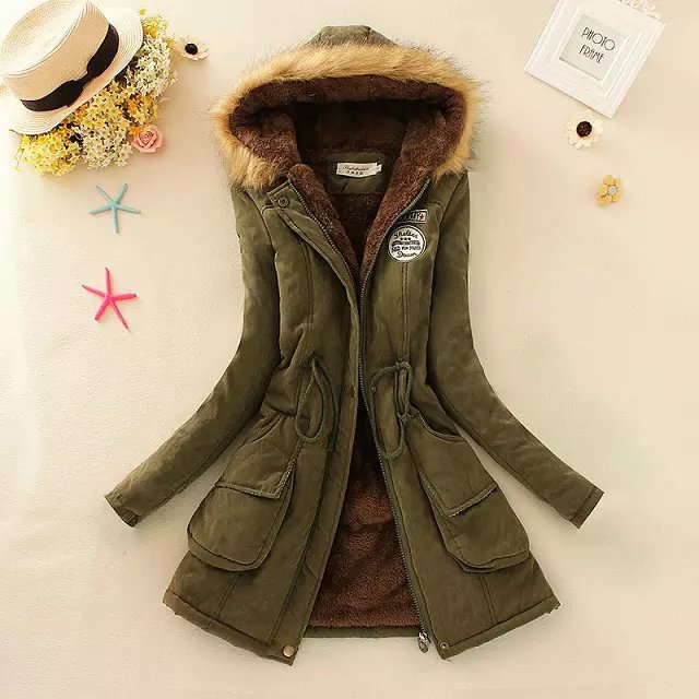 Women's Tailored Parka Coat Sherpa Lined - UrbanChic Green
