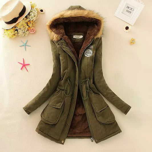 Women's Tailored Parka Coat Sherpa Lined - UrbanChic Green