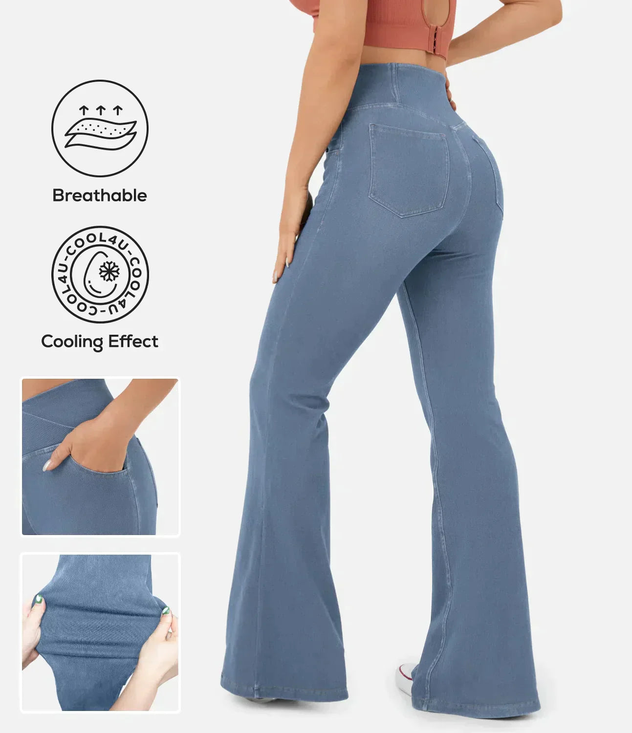 High-Waisted Flared Jeans for Women - RetroFlex