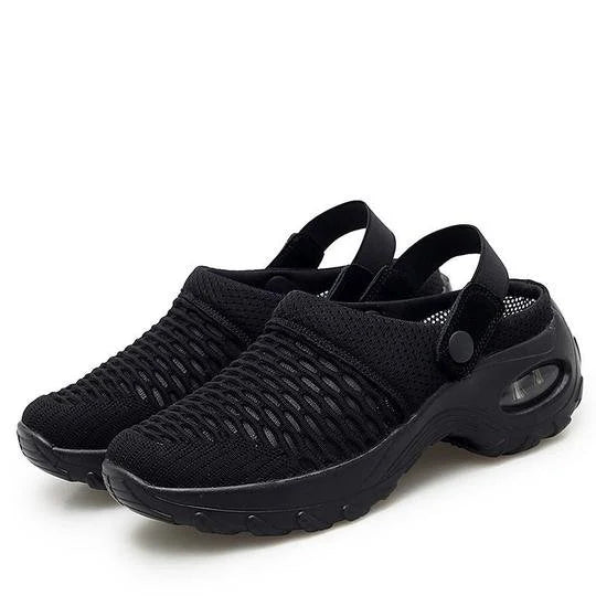 Women's Breathable Mesh Sneakers Air Cushion Support - UrbanStride Black