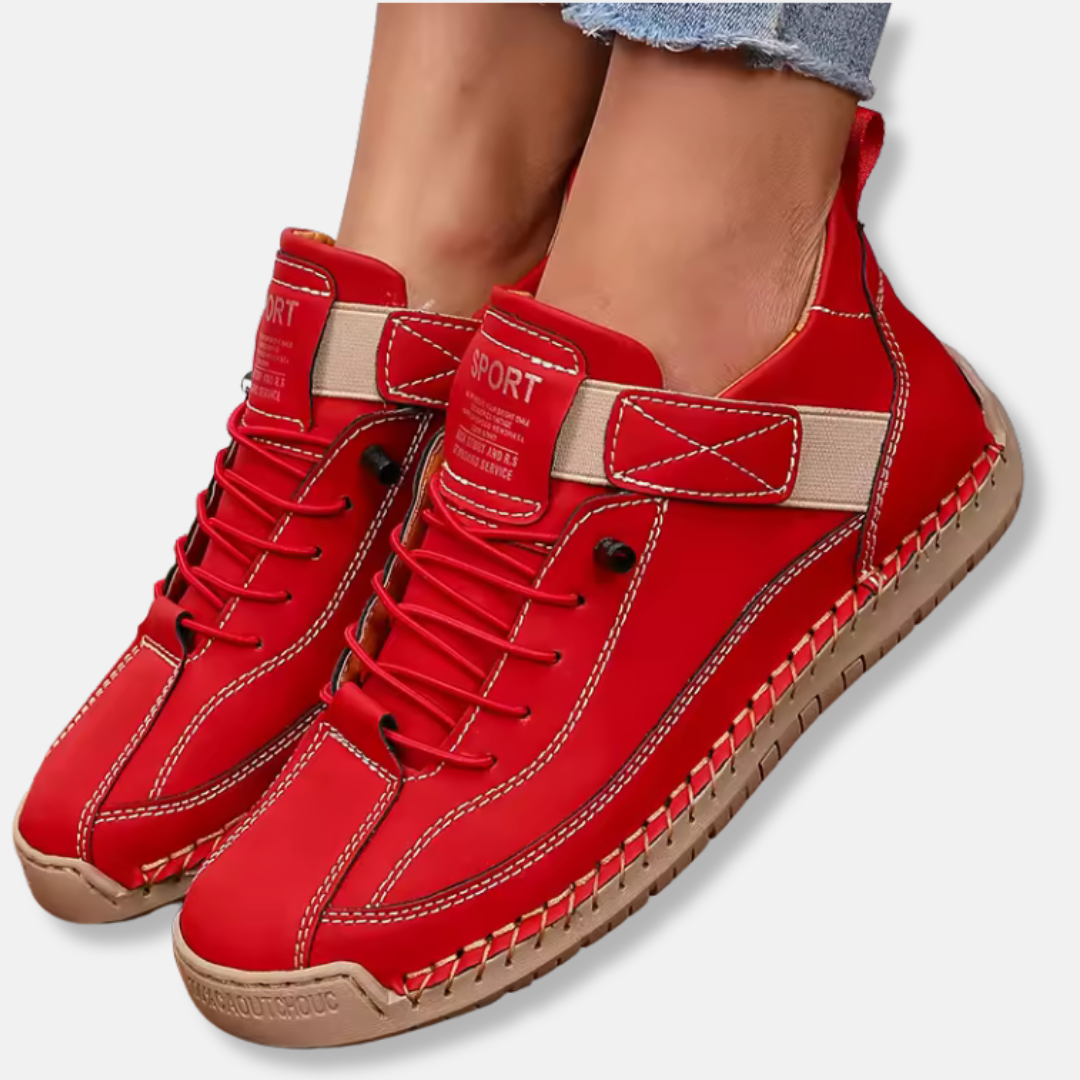 Women's Low-Top Sneakers Faux Leather Accent - UrbanStride Red