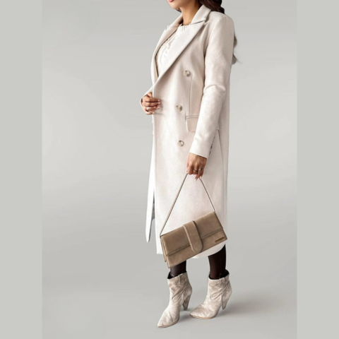 Women's Wool Blend Trench Coat - Elegant Tailored Fit - CityChic