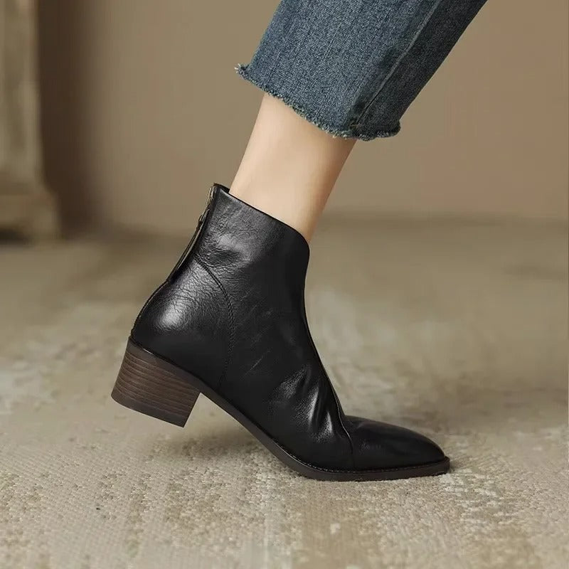 Women's Genuine Leather Ankle Boots Elegant Pointed Toe - UrbanStride