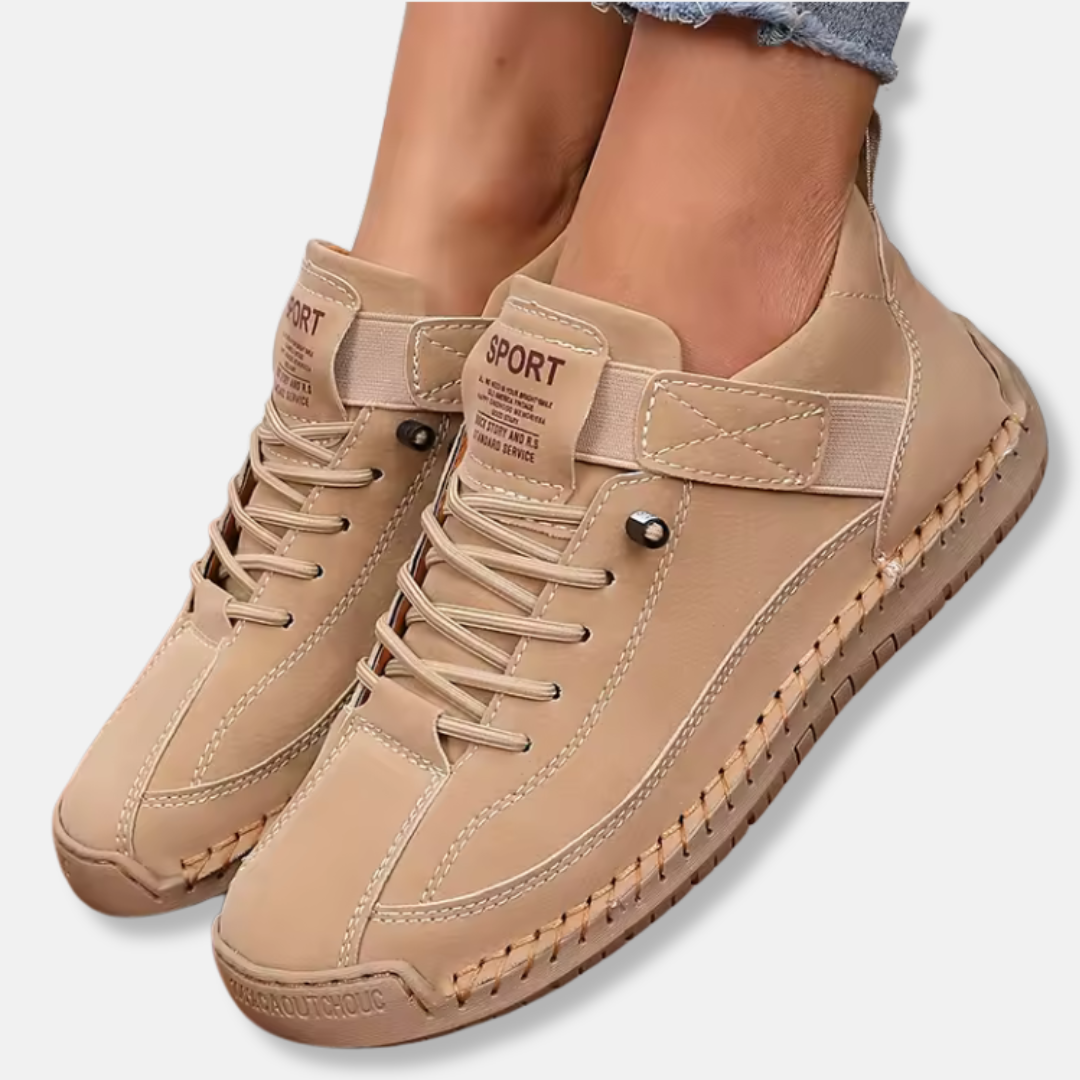 Women's Low-Top Sneakers Faux Leather Accent - UrbanStride Khaki