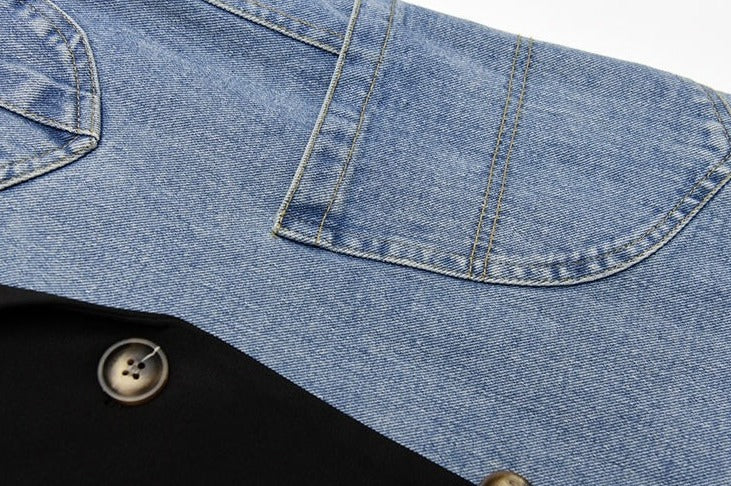 Women's Patchwork Denim Jacket - Smart Casual Hybrid, Structured Fit - DenimEdge