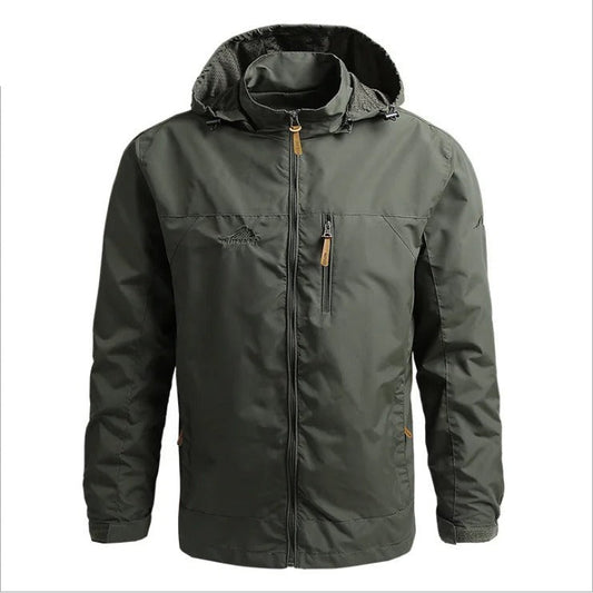 Men's Waterproof Hooded Windbreaker Jacket - StormShield Green