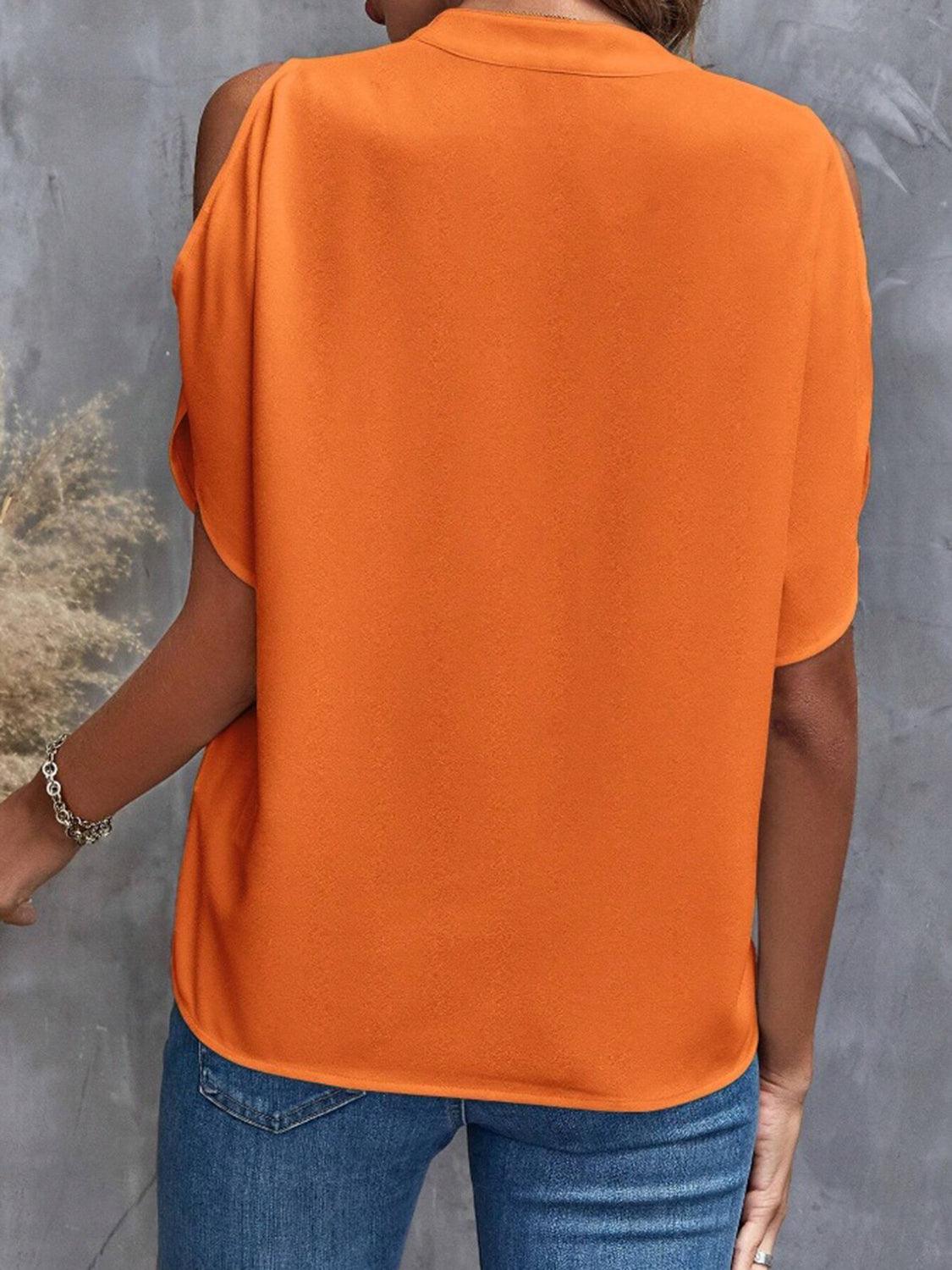 Elegant Off-Shoulder Blouse for Women - Effortless Chic, Half Sleeve - BellaTop