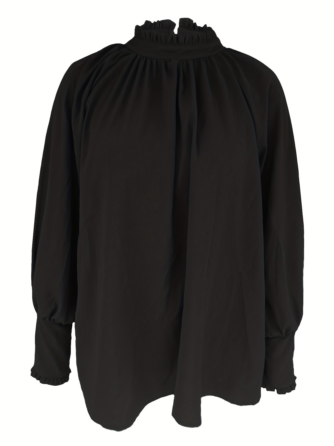 Elegant Tie-Neck Blouse with Puff Sleeves - RuffleChic
