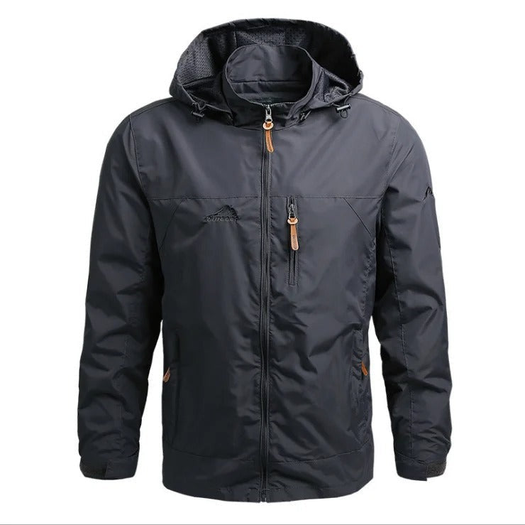 Men's Waterproof Hooded Windbreaker Jacket - StormShield Dark Gray