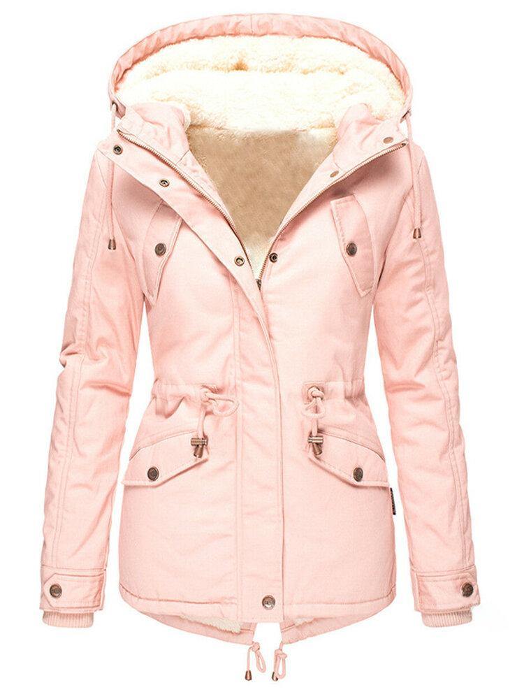Women's Fleece Lined Hooded Jacket - Tailored Fit - UrbanWarm Pink