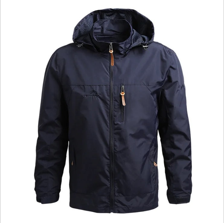 Men's Waterproof Hooded Windbreaker Jacket - StormShield Dark Blue