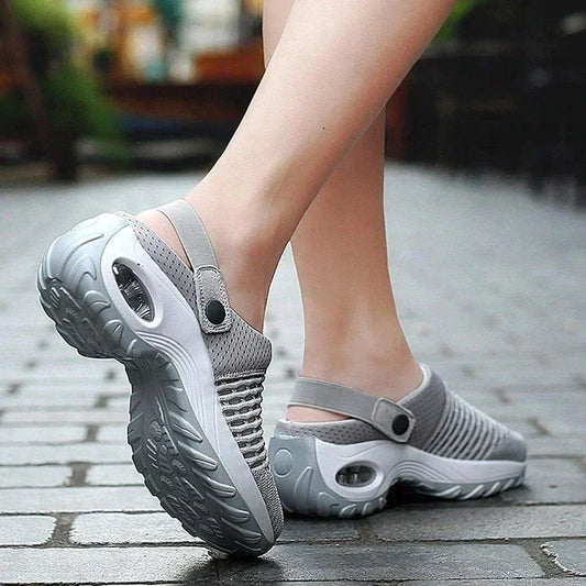 Women's Breathable Mesh Sneakers Air Cushion Support - UrbanStride Gray