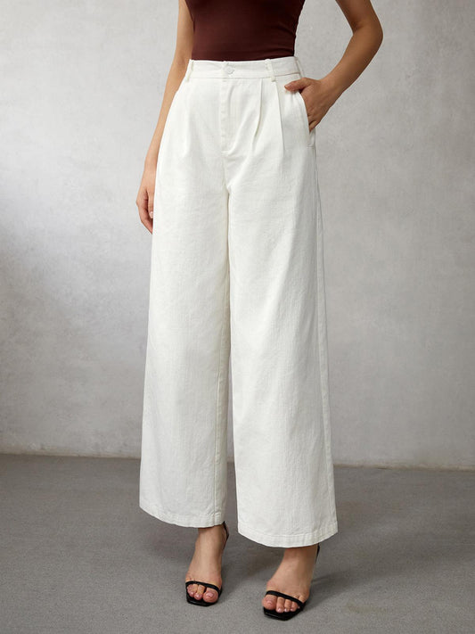 High-Waisted Wide-Leg Jeans for Women Relaxed Fit - CurveWeave White