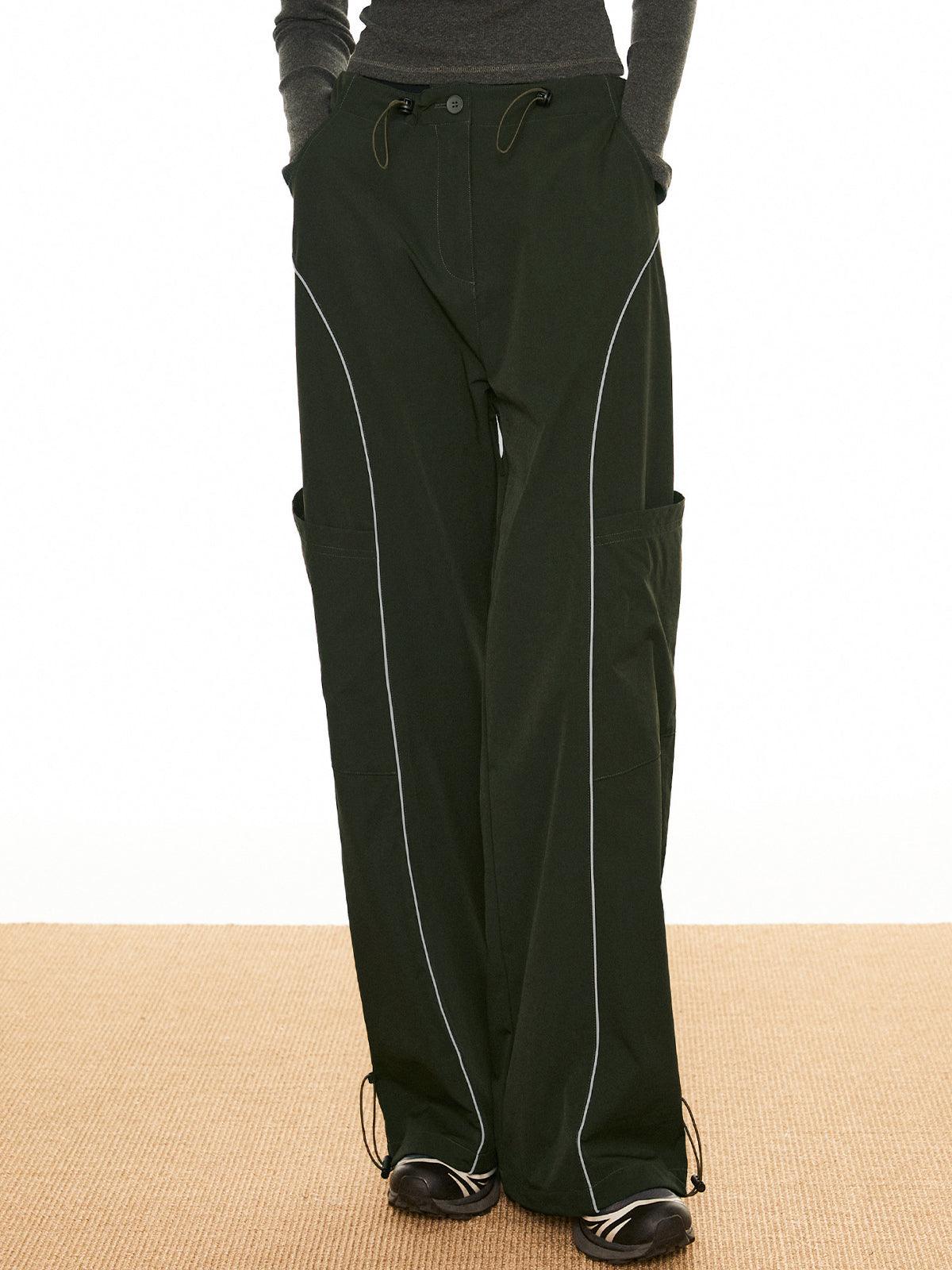 Women's Wide Leg Cargo Pants - Drawstring Utility Trousers - StreetChic