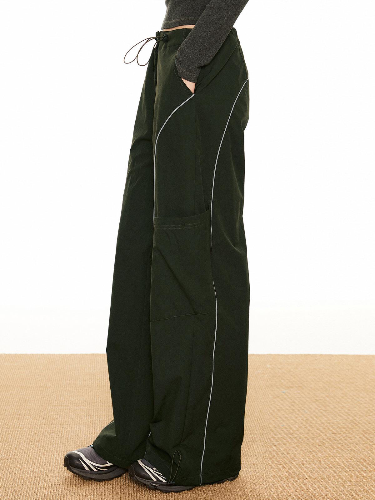 Women's Wide Leg Cargo Pants - Drawstring Utility Trousers - StreetChic