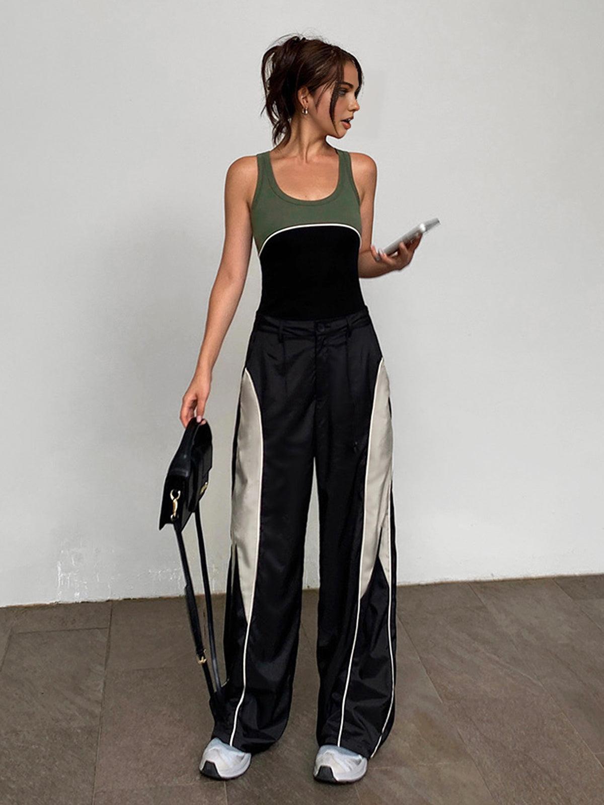 Women's Relaxed Fit Track Pants - Sporty Wide-Leg Trousers - StyleFlex