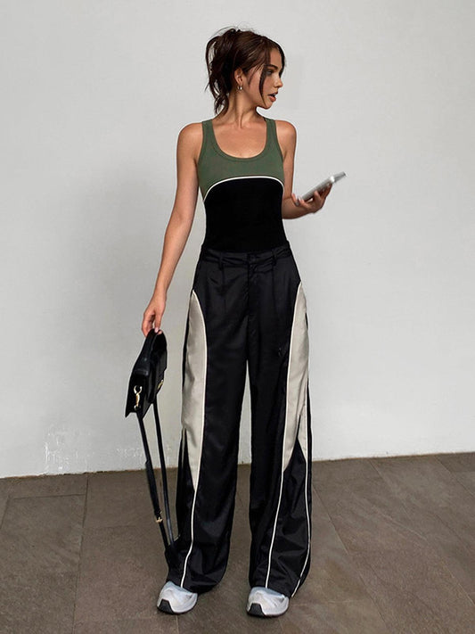 Women's Relaxed Fit Track Pants - Sporty Wide-Leg Trousers - StyleFlex