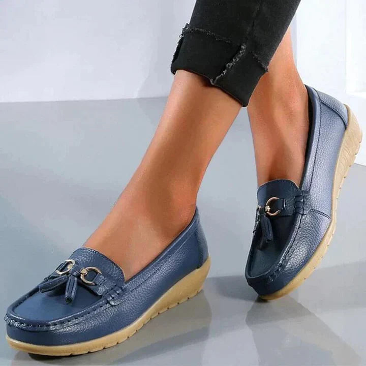 Premium Leather Moccasins for Women - ComfortStep Dark blue