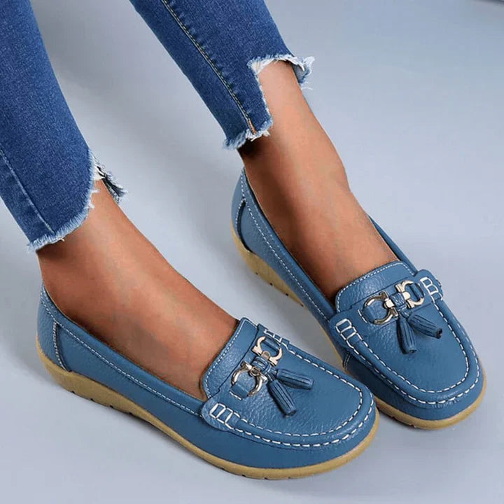Premium Leather Moccasins for Women - ComfortStep Light Blue