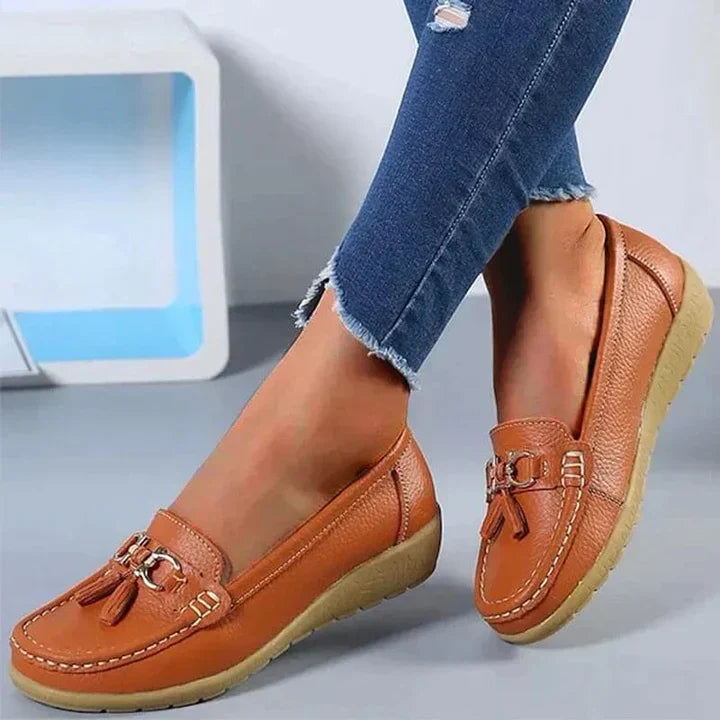 Premium Leather Moccasins for Women - ComfortStep Orange