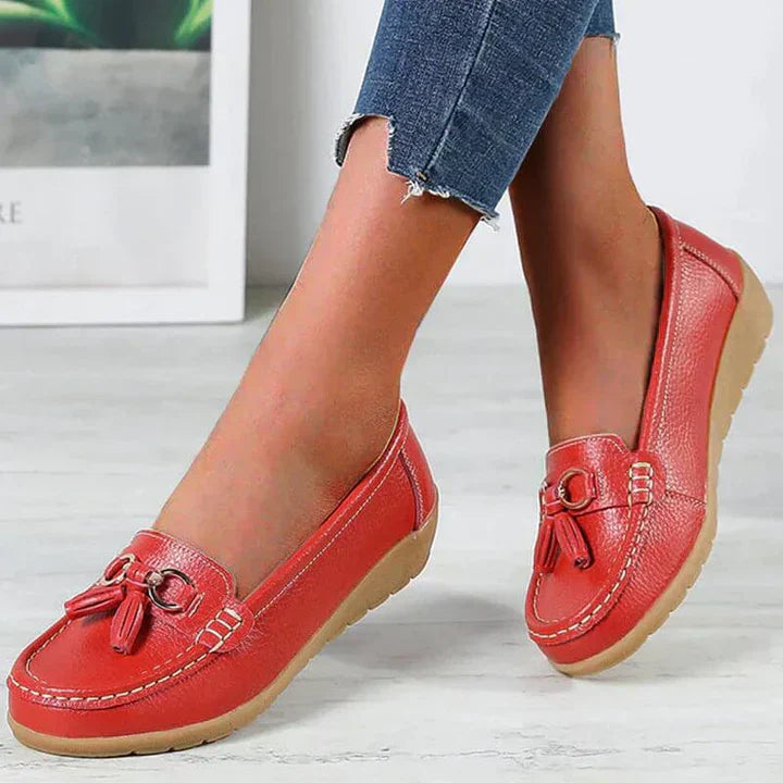 Premium Leather Moccasins for Women - ComfortStep Red