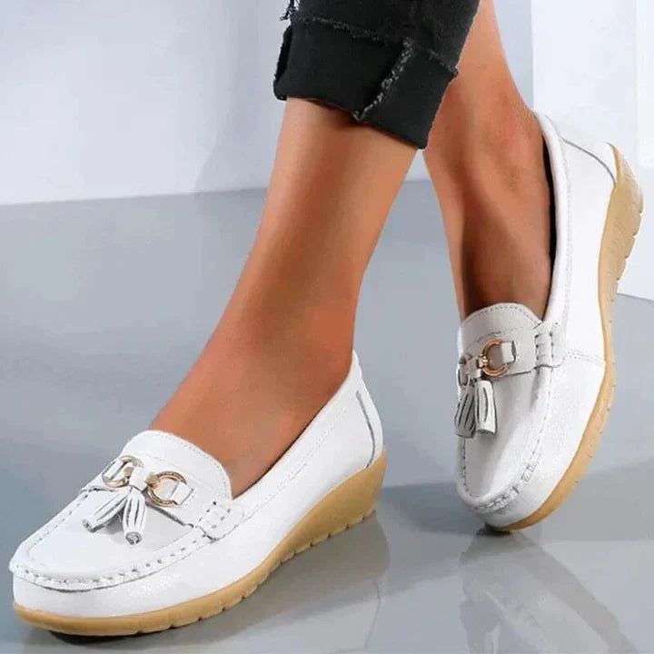 Premium Leather Moccasins for Women - ComfortStep White