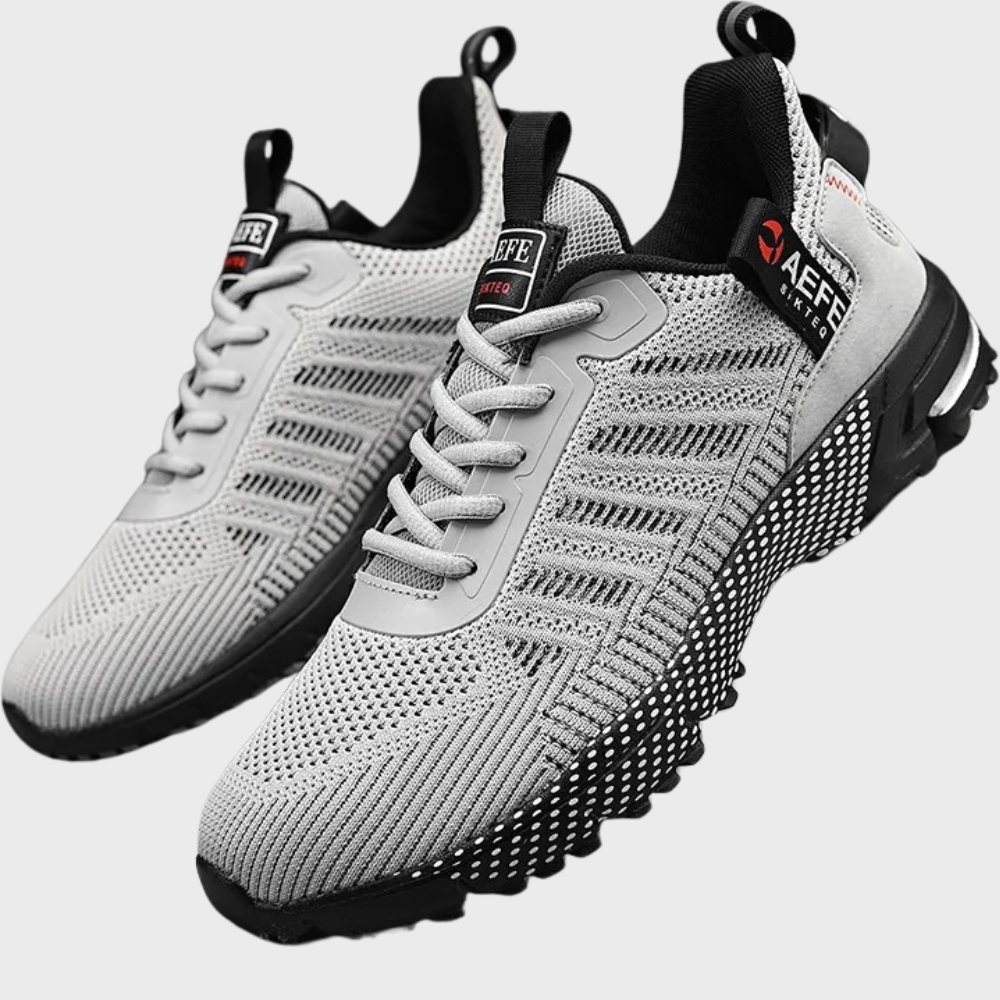Men’s Athletic Sneakers - Lightweight Breathable Mesh - Lace-Up Running Shoes Grey