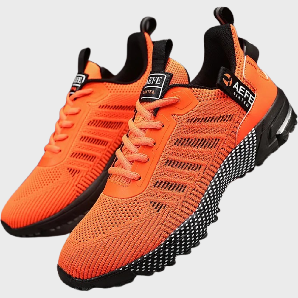 Men’s Athletic Sneakers - Lightweight Breathable Mesh - Lace-Up Running Shoes Orange