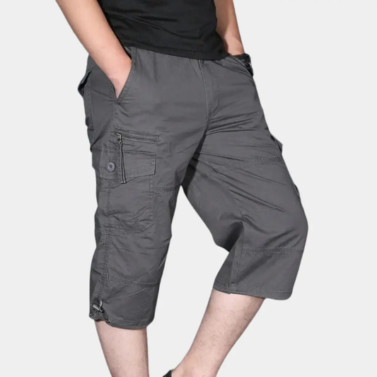 Men’s Cargo Pants – Three-Quarter Length – Relaxed Fit – Breathable Blend – Multi Pocket Gray