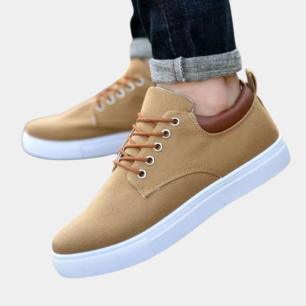 Men’s Low-Top Casual Shoes – Breathable Blend – Slim Fit – Lightweight Everyday Wear Khaki