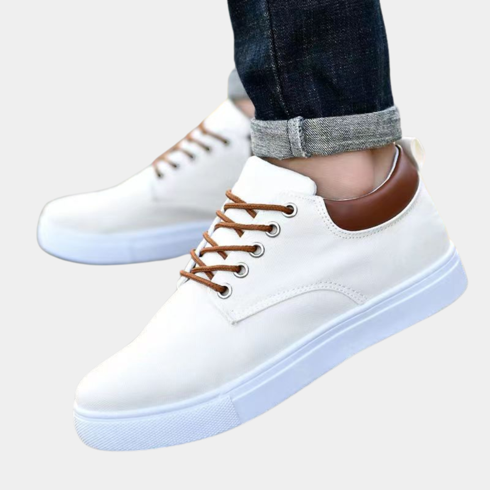 Men’s Low-Top Casual Shoes – Breathable Blend – Slim Fit – Lightweight Everyday Wear White