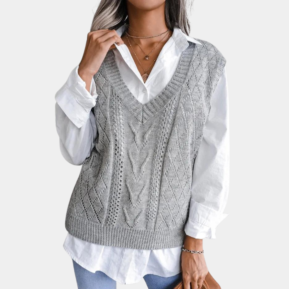Women's Cable Knit Sweater Vest - LayerLux