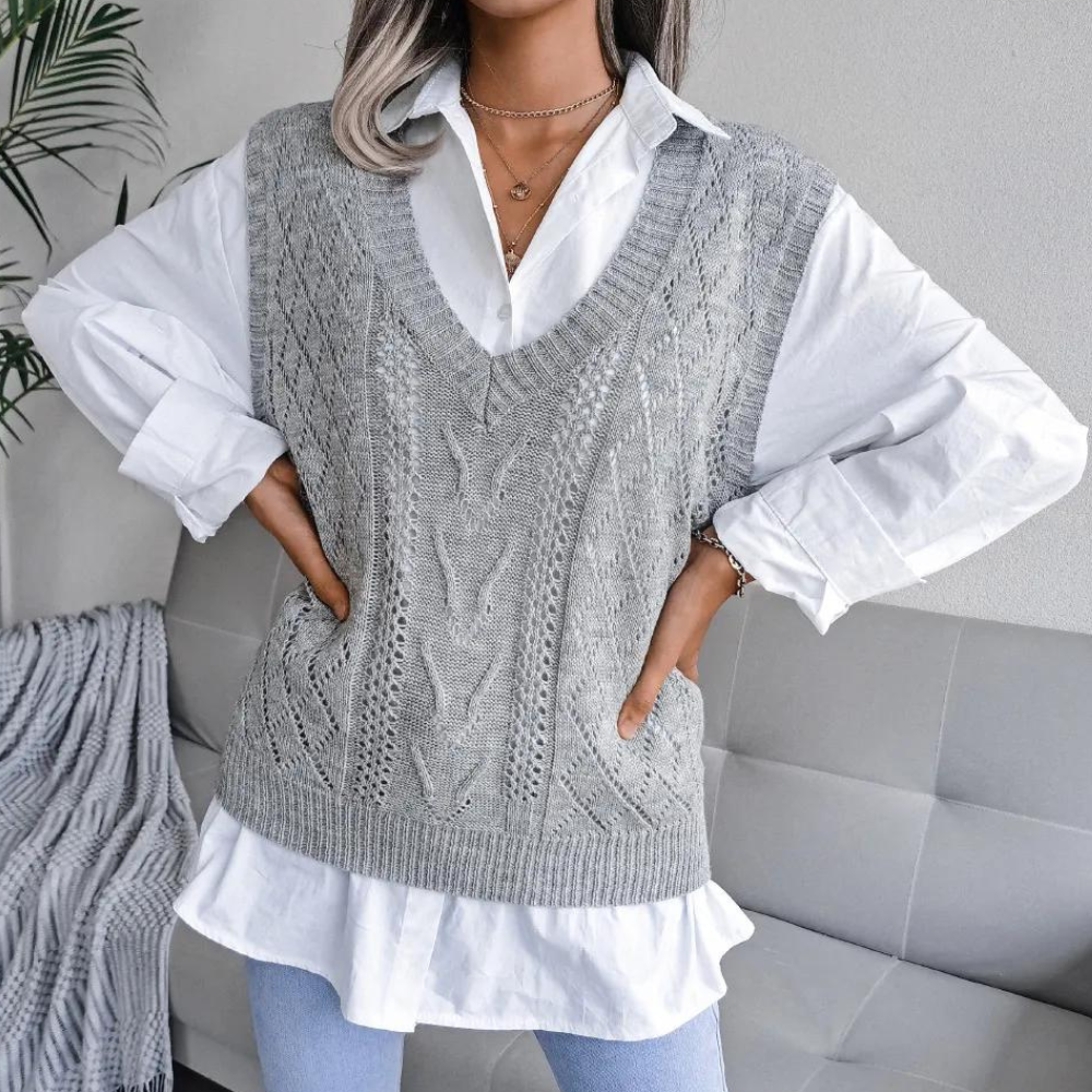 Women's Cable Knit Sweater Vest - LayerLux