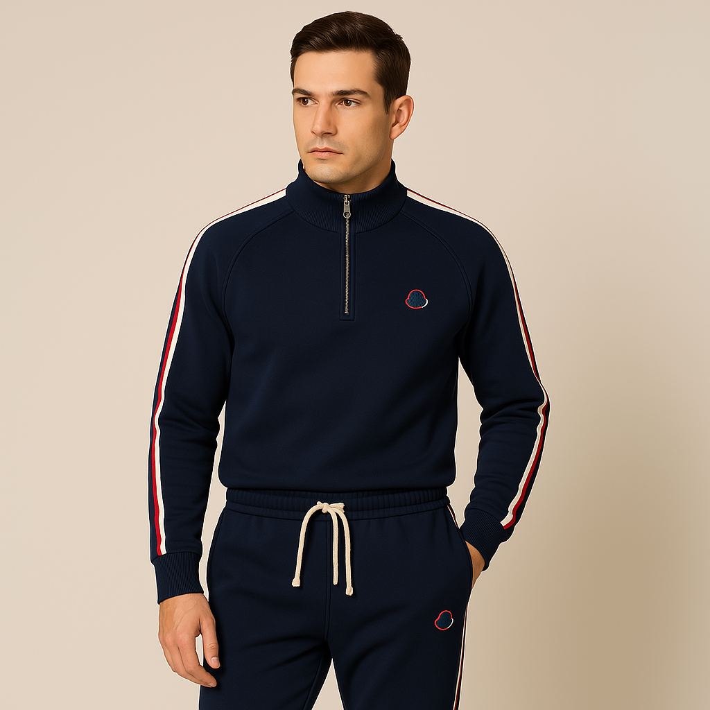 Men’s Tracksuit Set – Cotton Blend – Relaxed Fit – Zip-Up Jacket – Elastic Waist