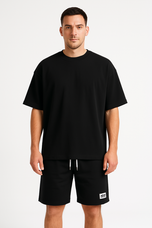 Men’s Athletic Set – Relaxed Fit – Short Sleeve Top & Drawstring Shorts – Breathable Set