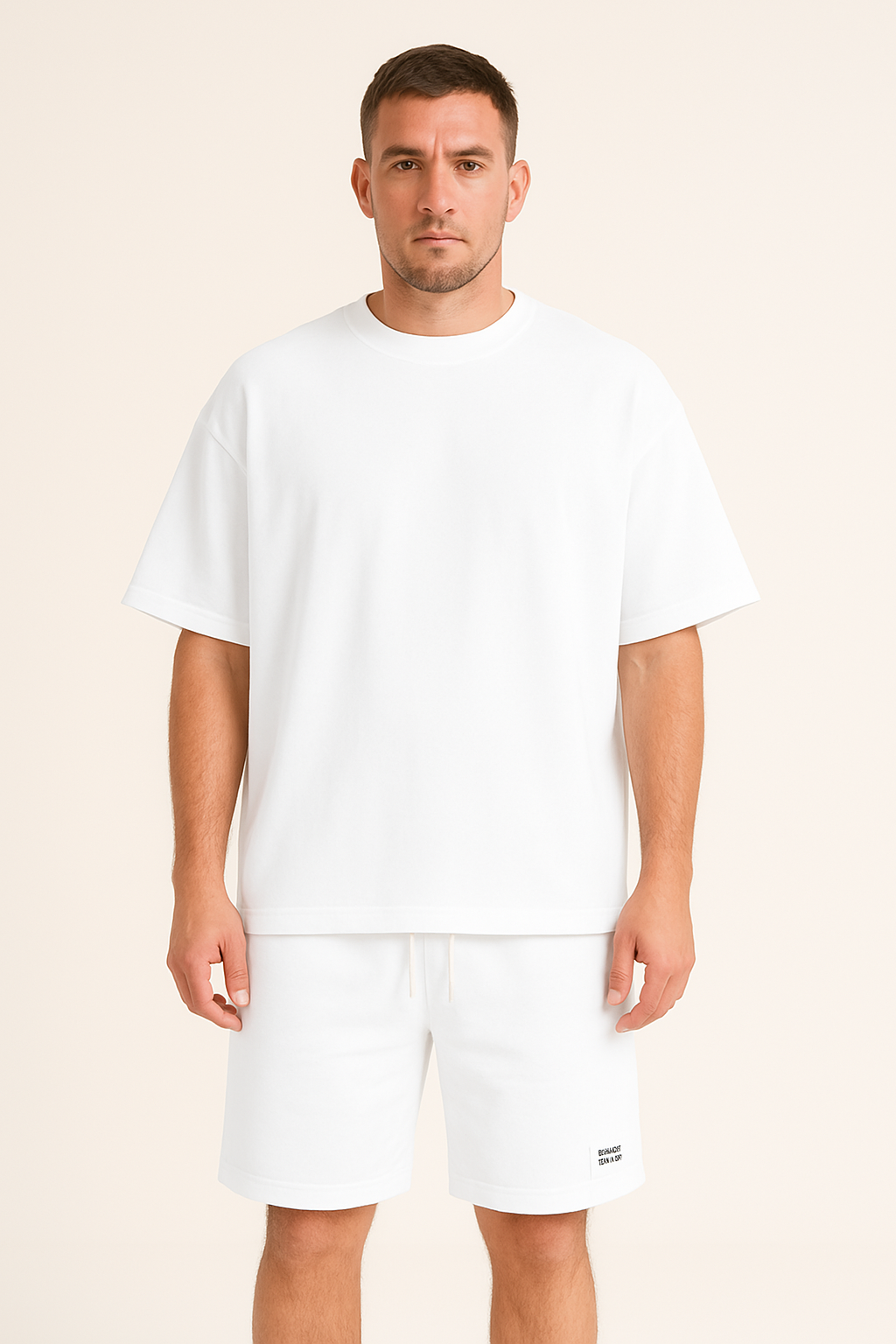 Men’s Athletic Set – Relaxed Fit – Short Sleeve Top & Drawstring Shorts – Breathable Set