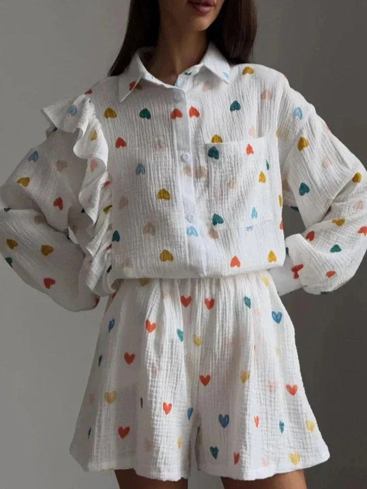 Women's 2-Piece Ruffled Sleeve Co-ord Set - Summer Breeze