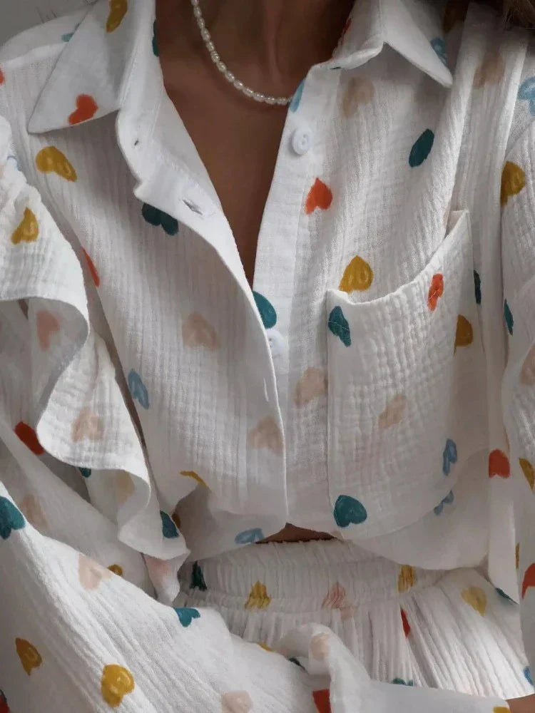 Women's 2-Piece Ruffled Sleeve Co-ord Set - Summer Breeze