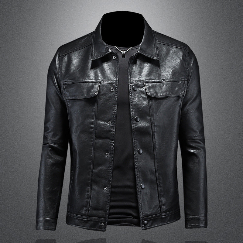 Men's PU Leather Biker Jacket - RoadRider Black