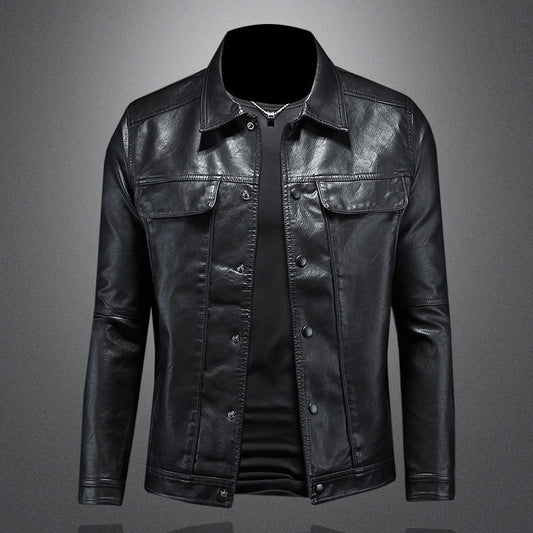 Men's PU Leather Biker Jacket - RoadRider Black