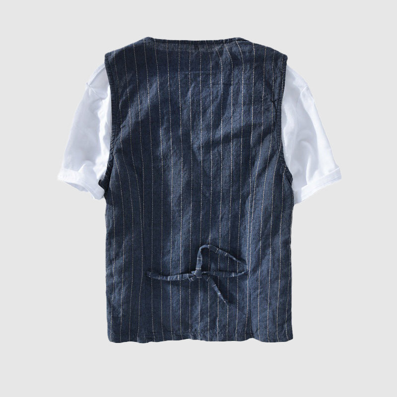 Men's Striped Vest Jacket - Tailored Fit, Sophisticated Style - MetroVest