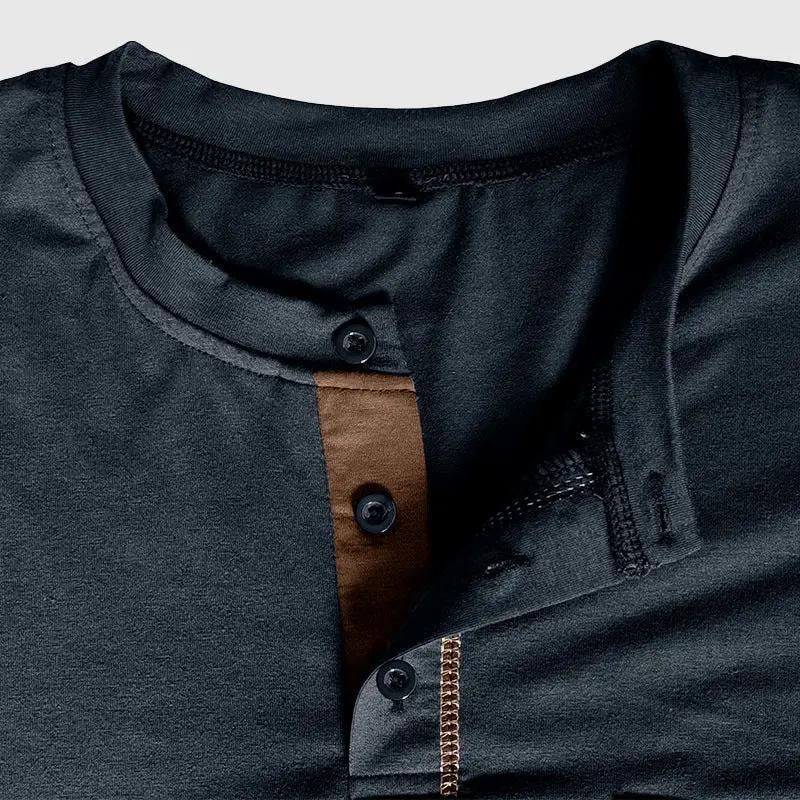 Men’s Henley Shirt - 100% Cotton - Long Sleeve - Buttoned Placket - Casual Fit